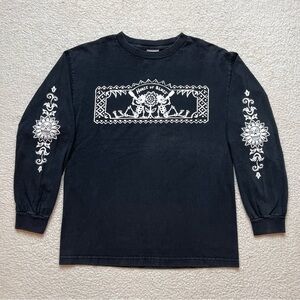 Vintage 90s House of Blues Sleeve Print Floral Skull Graphic Long Sleeve Size M